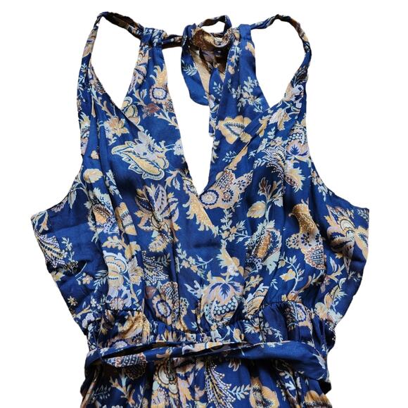 Anthropologie Ett Twa navy blue floral print jumpsuit size small - Picture 7 of 9